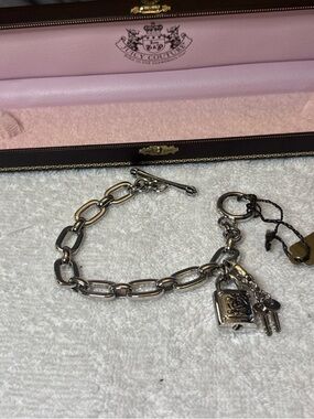 Juicy Couture Vintage silver lock and key bracelet